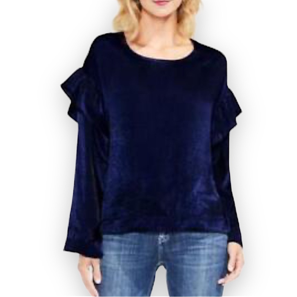 VINCE CAMUTO Velour Oversized Ruffle Sleeve Sweater